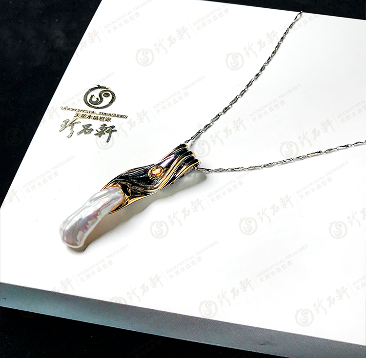 S925意大利手工银镶珍珠吊坠胸针两用款