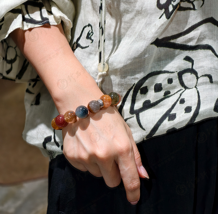 天然彩兔毛手链